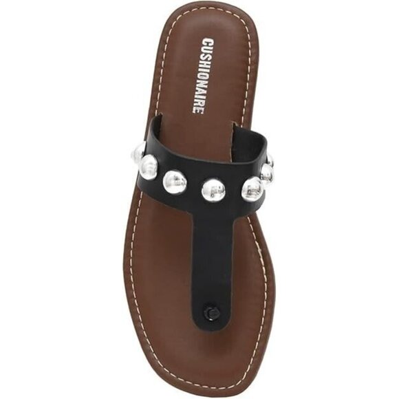 CUSHIONAIRE Women's Cindy Studded Thong Silver Stud Sandal Comfort Foam size 6.5 - Picture 5 of 8